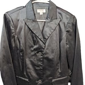 Isaac Mizrahi/ Black satin Blazer